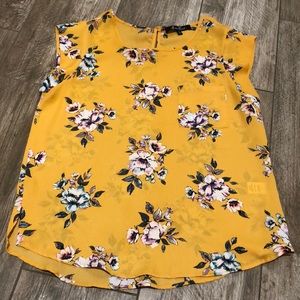 Mustard loose fitting blouse with pretty flowers